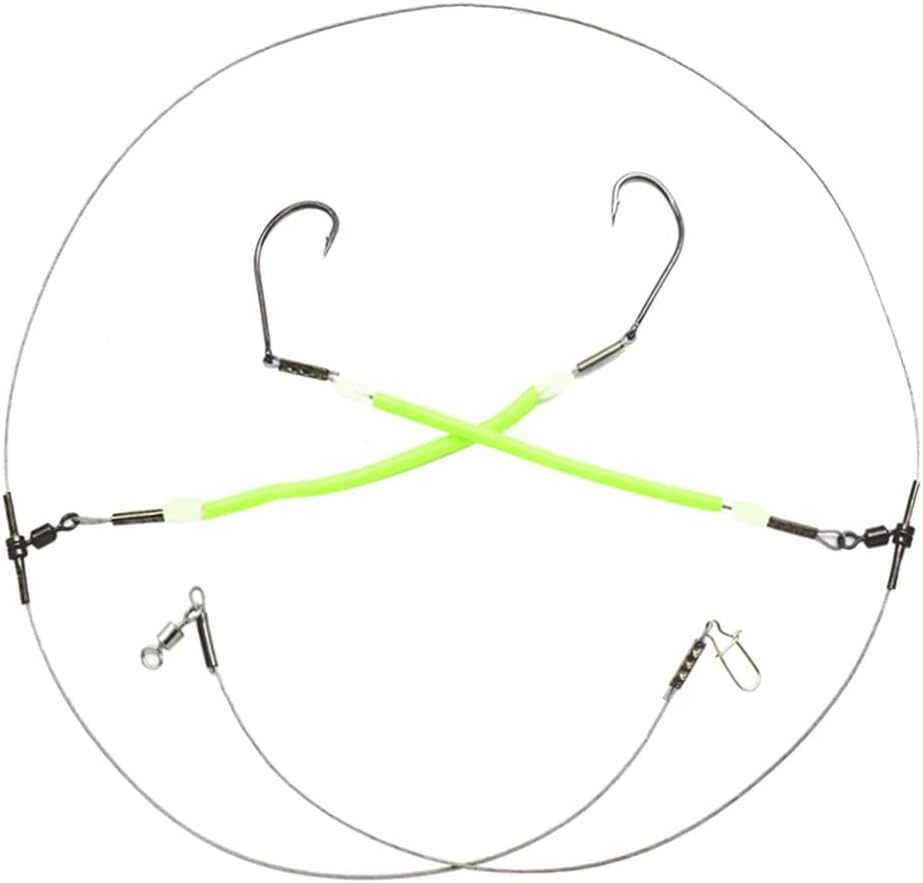 High Strength Steel Wire Leader Rigs with Hooks Swivels Snap Connect,Saltwater Fishing Assecories Steel Wire Leader with Nylon-Coating