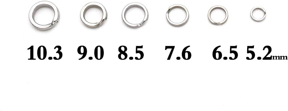 Heavy Duty Stainless Steel Split Rings Double Fishing Lure Rings,6 Sizes 5.2-10.3mm Split Rings,40-200LB