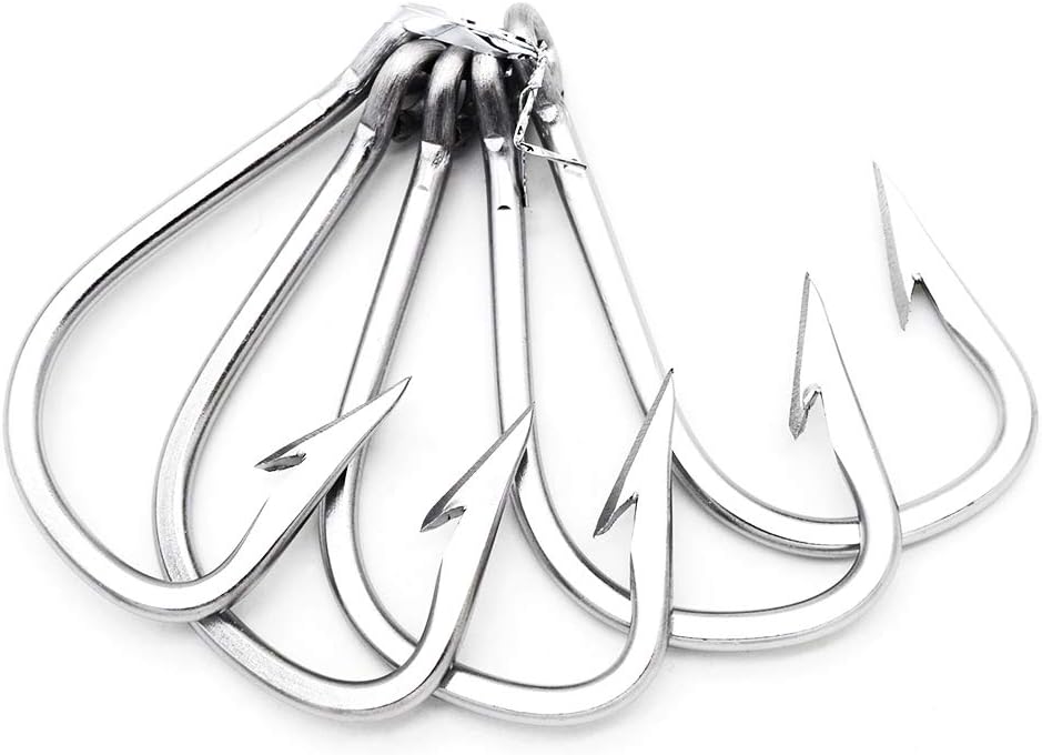 Saltwater Large Giant Shark,Tuna and Catfish Hooks Extra Strong Stainless Steel Fishing Hooks…