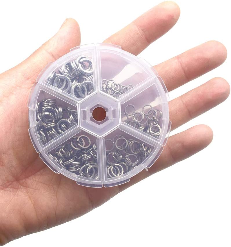 Heavy Duty Stainless Steel Split Rings Double Fishing Lure Rings,6 Sizes 5.2-10.3mm Split Rings,40-200LB