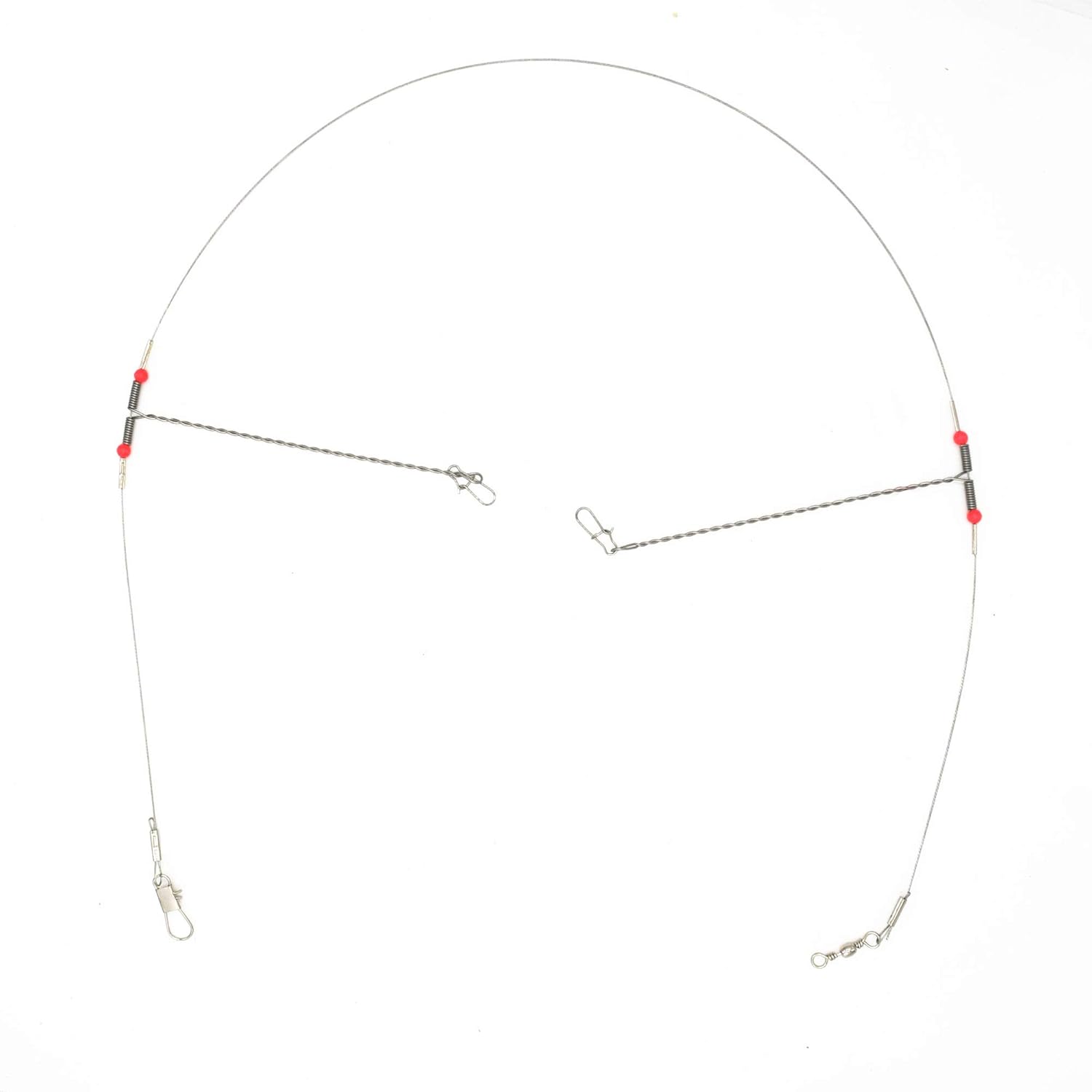 10Pcs Wire Trace Leader Rig Stainless Steel 2 Arm Fishing Rigs Tackle Lure Swivel Snaps Beads High-Strength Fishing Wire