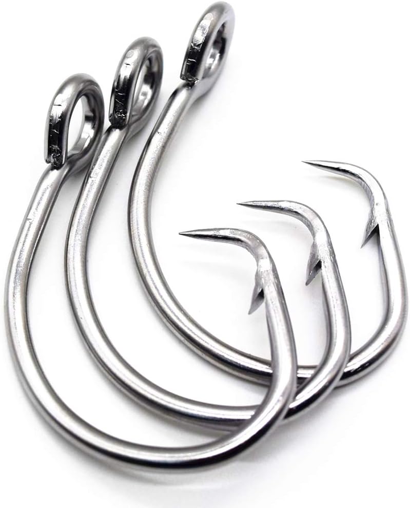 11/0-16/0 Big Game White Forged Offset Circle Hooks Shark & Swordfish (Pack of 10)