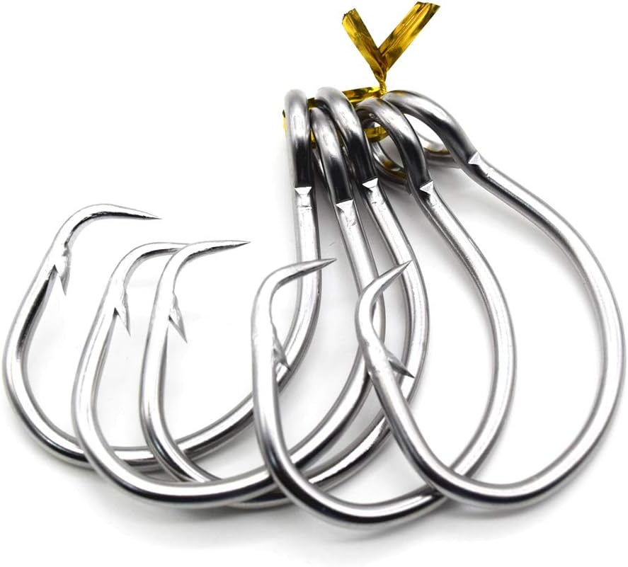 11/0-16/0 Big Game White Forged Offset Circle Hooks Shark & Swordfish (Pack of 10)