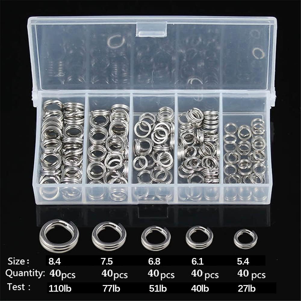 Fishing Swivel Fishing Split Rings High Strength Heavy Duty Fishing Lures Ring Chain Connector Fishing Lure Tackle Set