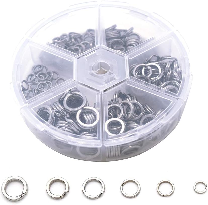 Heavy Duty Stainless Steel Split Rings Double Fishing Lure Rings,6 Sizes 5.2-10.3mm Split Rings,40-200LB