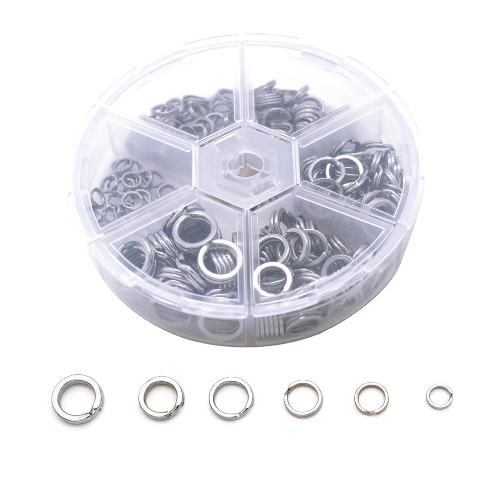 Heavy Duty Stainless Steel Split Rings Double Fishing Lure Rings,6 Sizes 5.2-10.3mm Split Rings,40-200LB