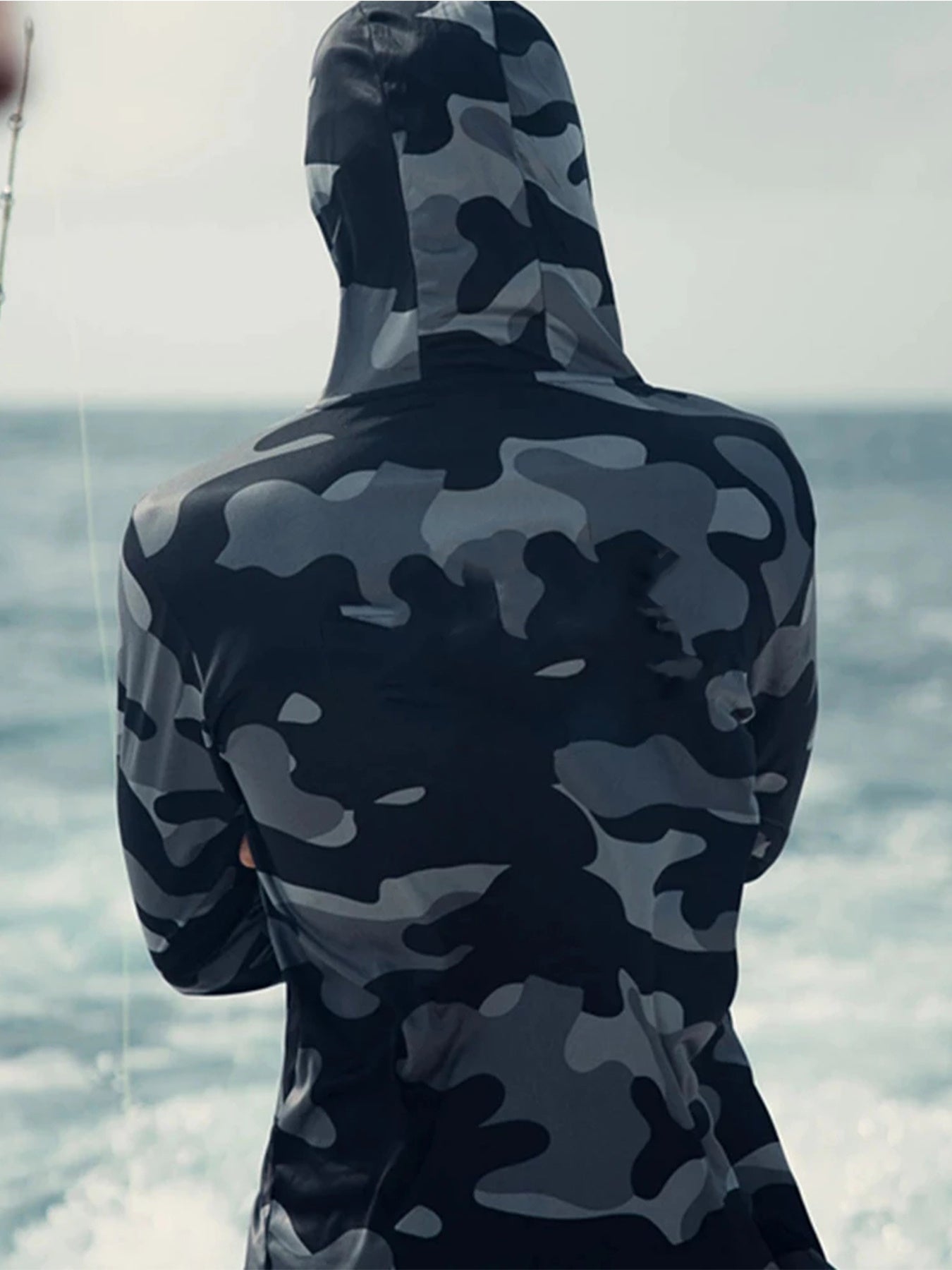 Fishing Hoodie Face Mask Neck Cover Sailing Shirt Summer Men Long Sleeve Sun Protection Hunting Jersey Camisa De Pesca Performance Fish Gear Beach Tops Wear Climbing Uniform