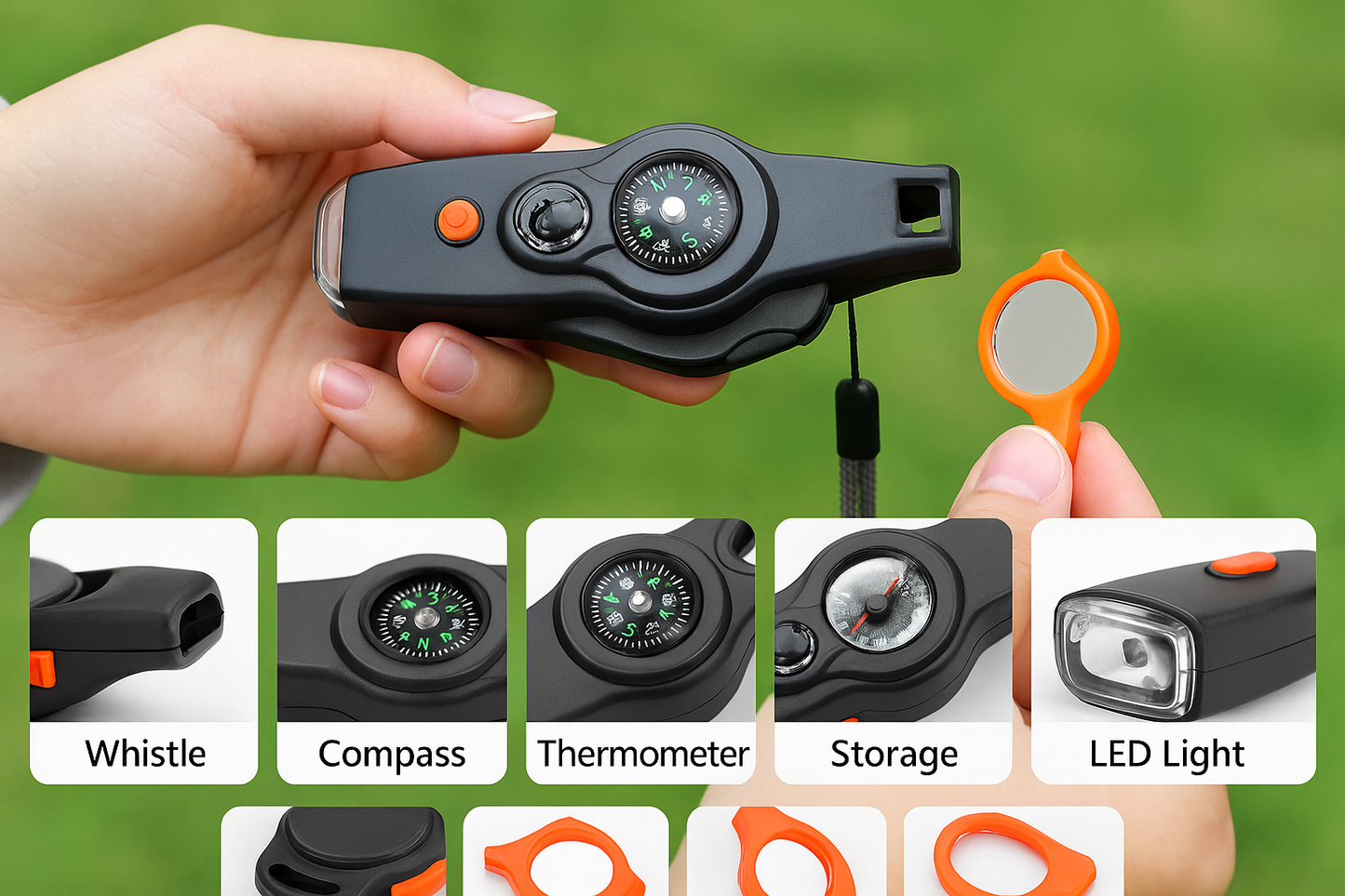 Optimized survival multi-tool product showcase with English labels