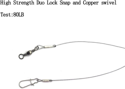 Fishing Rig, Stainless Steel Wire Fishing Hook Rigs, 3 Packs, Hook Size #6 to #16, Silver