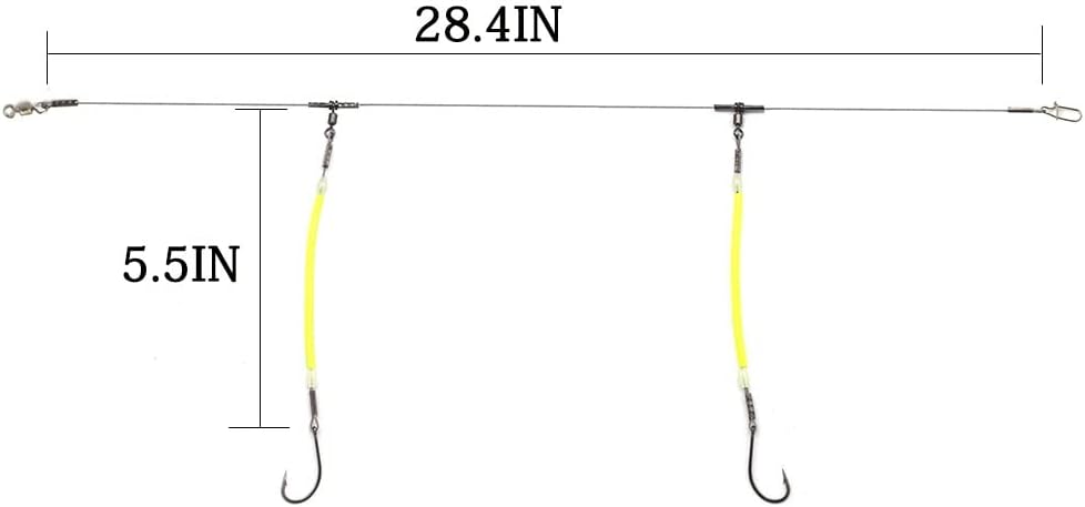 High Strength Steel Wire Leader Rigs with Hooks Swivels Snap Connect,Saltwater Fishing Assecories Steel Wire Leader with Nylon-Coating