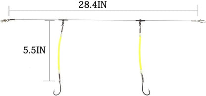 High Strength Steel Wire Leader Rigs with Hooks Swivels Snap Connect,Saltwater Fishing Assecories Steel Wire Leader with Nylon-Coating