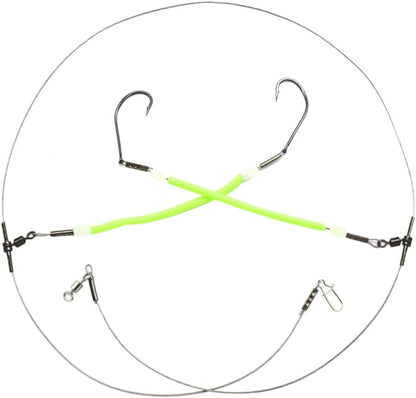 High Strength Steel Wire Leader Rigs with Hooks Swivels Snap Connect,Saltwater Fishing Assecories Steel Wire Leader with Nylon-Coating