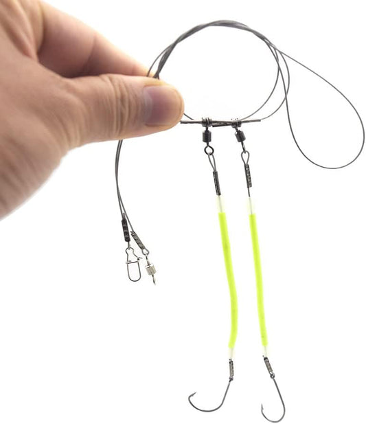 High Strength Steel Wire Leader Rigs with Hooks Swivels Snap Connect,Saltwater Fishing Assecories Steel Wire Leader with Nylon-Coating