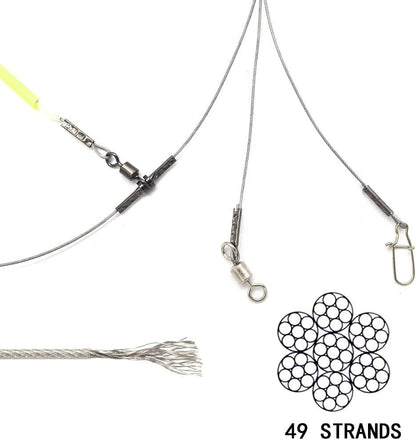 High Strength Steel Wire Leader Rigs with Hooks Swivels Snap Connect,Saltwater Fishing Assecories Steel Wire Leader with Nylon-Coating