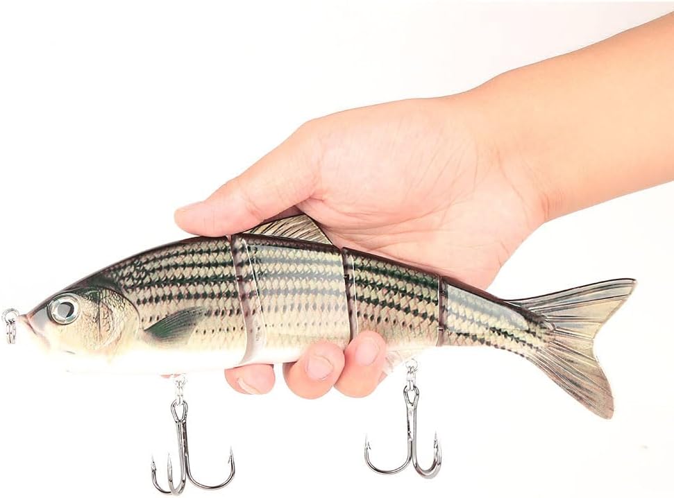 10in Multi Jointed Swimbait Fishing Lures Bait,4 Segment Big Giant Sinking Fishing Bass Lures,Crankbaits Swimbaits with Treble Hook