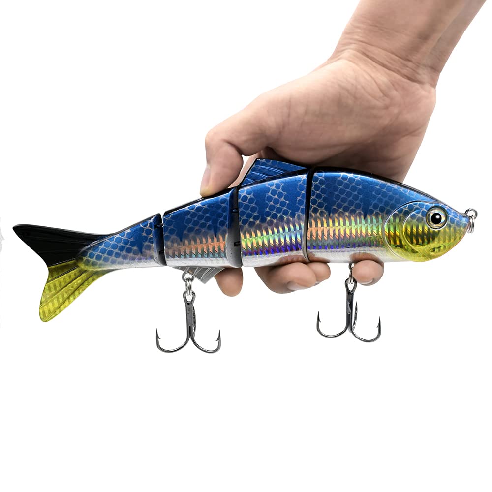 10in Multi Jointed Swimbait Fishing Lures Bait,4 Segment Big Giant Sinking Fishing Bass Lures,Crankbaits Swimbaits with Treble Hook