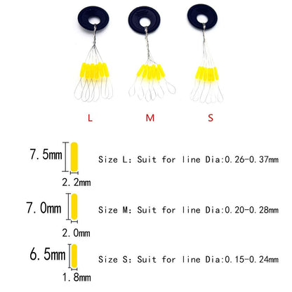 6-in-1 Fishing Bobber Stopper 100pcs Soft Silicone Float Stops