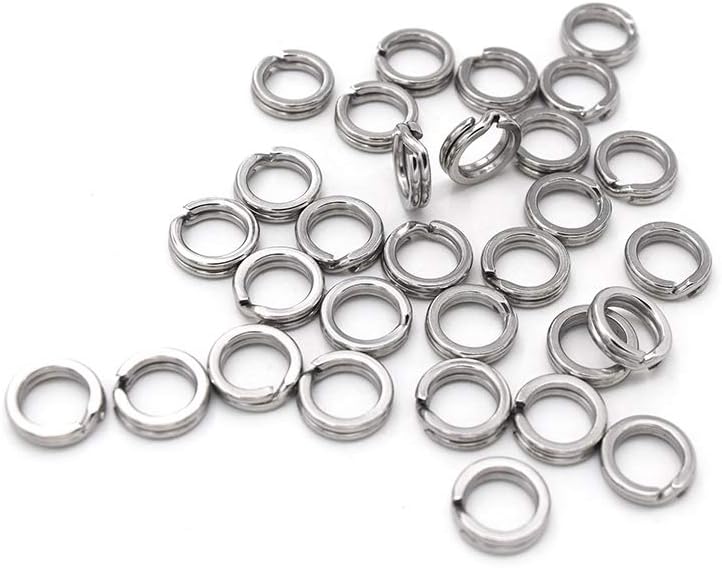 Heavy Duty Stainless Steel Split Rings Double Fishing Lure Rings,6 Sizes 5.2-10.3mm Split Rings,40-200LB