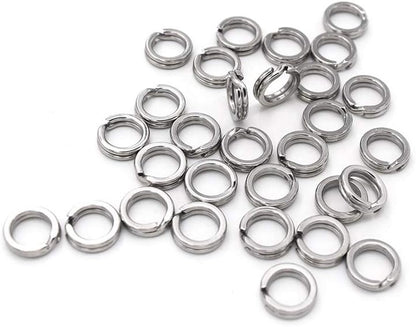 Heavy Duty Stainless Steel Split Rings Double Fishing Lure Rings,6 Sizes 5.2-10.3mm Split Rings,40-200LB