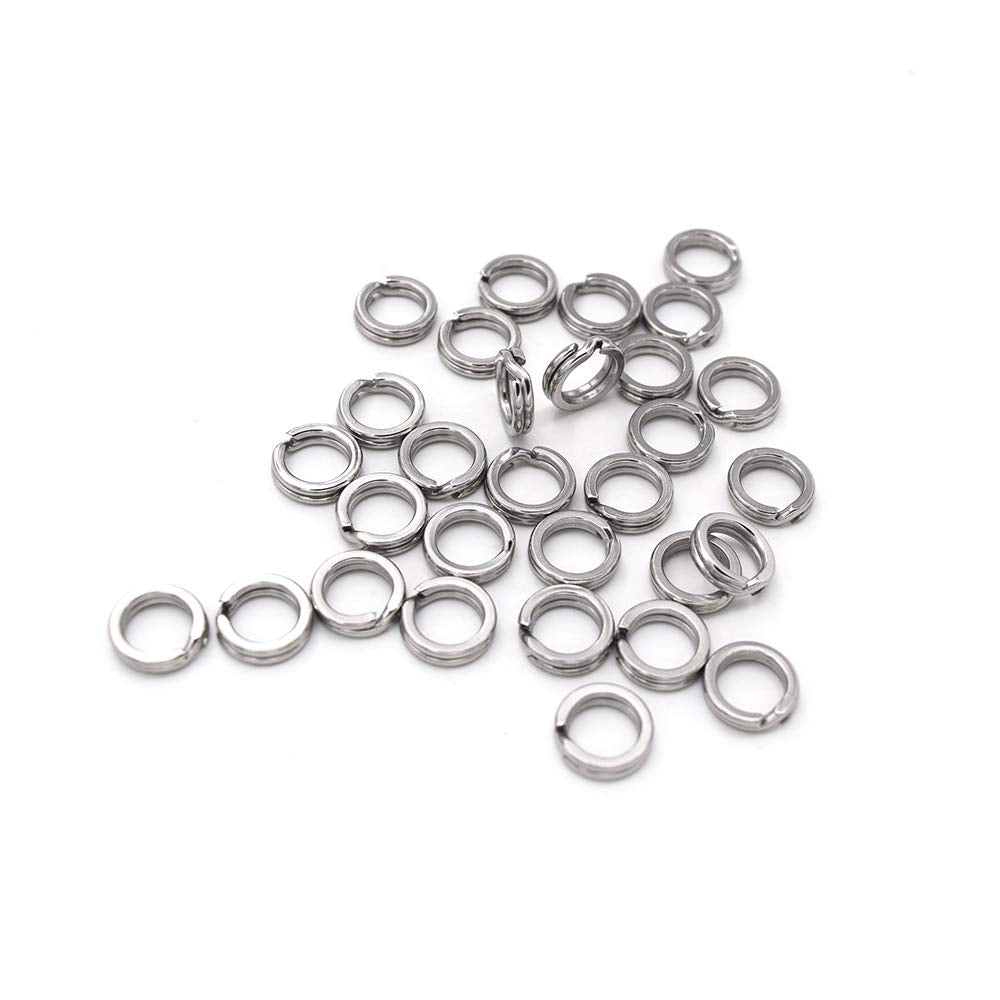 Heavy Duty Stainless Steel Split Rings Double Fishing Lure Rings,6 Sizes 5.2-10.3mm Split Rings,40-200LB