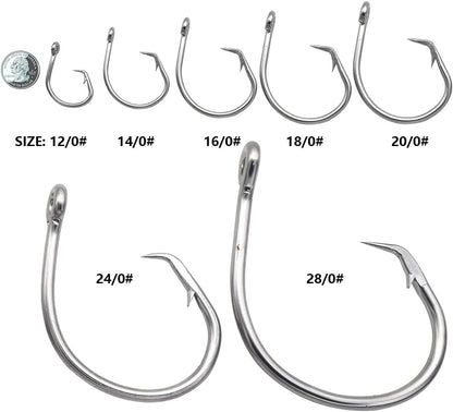 Giant Fishing Hook 6/0-28/0 Forged in-line Circle Hooks Shark & Swordfish &Tuna Hook Stainless Steel Big Game Hook Saltwater…