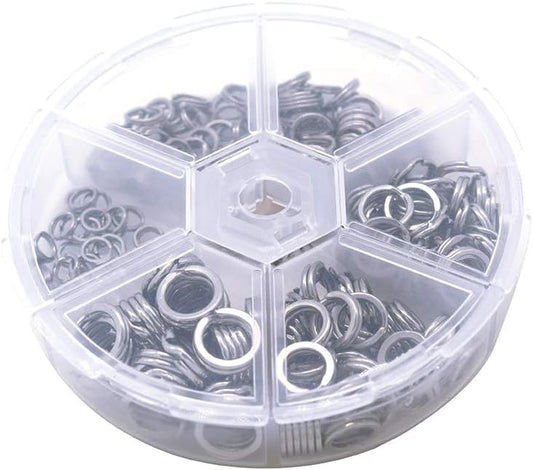 Heavy Duty Stainless Steel Split Rings Double Fishing Lure Rings,6 Sizes 5.2-10.3mm Split Rings,40-200LB