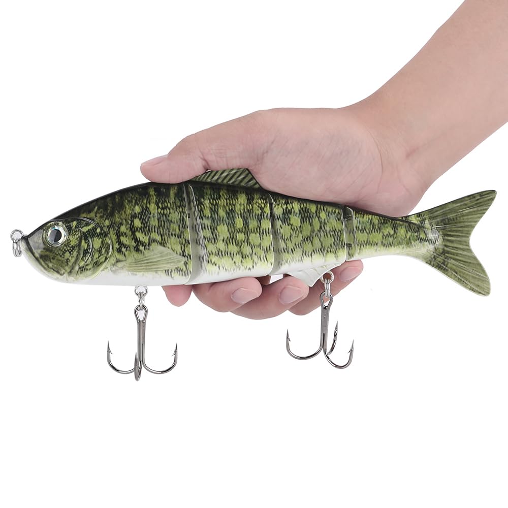 10in Multi Jointed Swimbait Fishing Lures Bait,4 Segment Big Giant Sinking Fishing Bass Lures,Crankbaits Swimbaits with Treble Hook