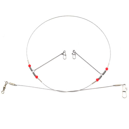10Pcs Wire Trace Leader Rig Stainless Steel 2 Arm Fishing Rigs Tackle Lure Swivel Snaps Beads High-Strength Fishing Wire