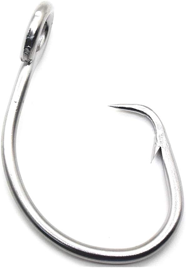 11/0-16/0 Big Game White Forged Offset Circle Hooks Shark & Swordfish (Pack of 10)