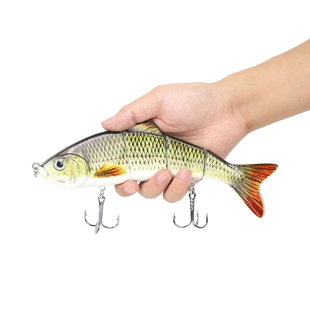 10in Multi Jointed Swimbait Fishing Lures Bait,4 Segment Big Giant Sinking Fishing Bass Lures,Crankbaits Swimbaits with Treble Hook