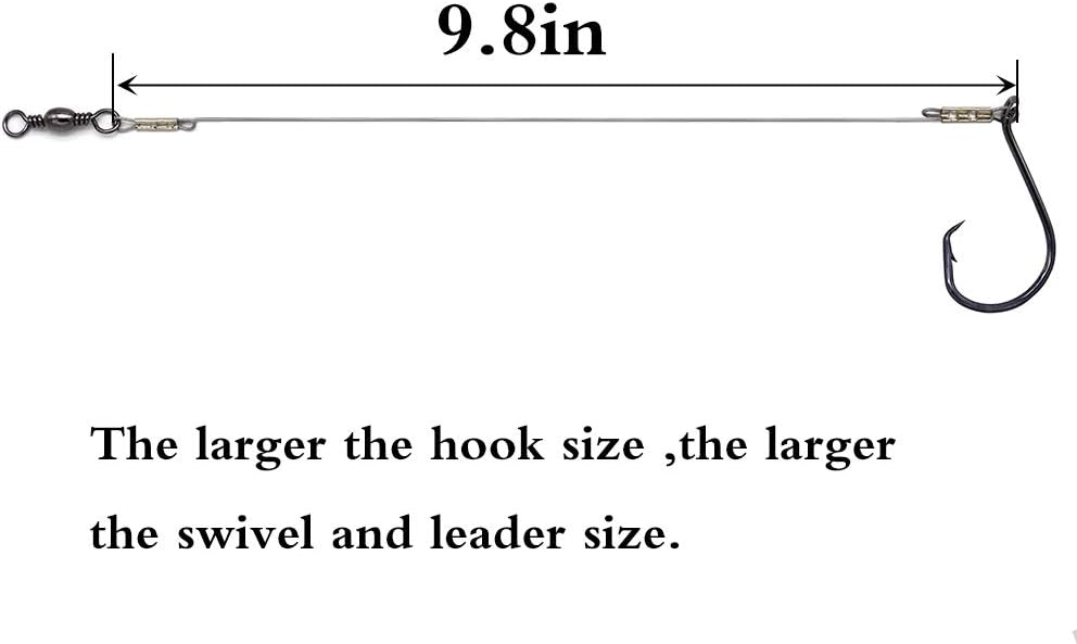 1#-8/0# Offset Octopus Hooks Rig, Fishing Wire Leader -Heavy Duty Stainless Steel Wire Line Leaders with Rolling Swivel and Barb Hooks, Fishing Lure Bait Rig Saltwater…