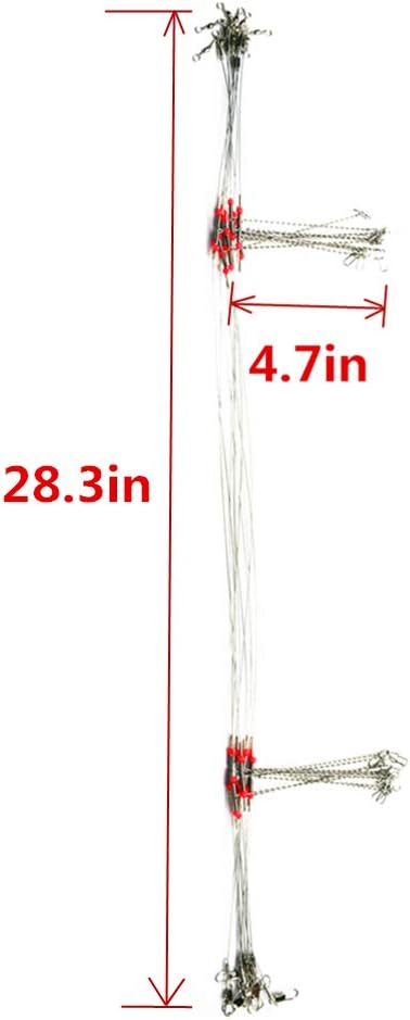 10Pcs Wire Trace Leader Rig Stainless Steel 2 Arm Fishing Rigs Tackle Lure Swivel Snaps Beads High-Strength Fishing Wire