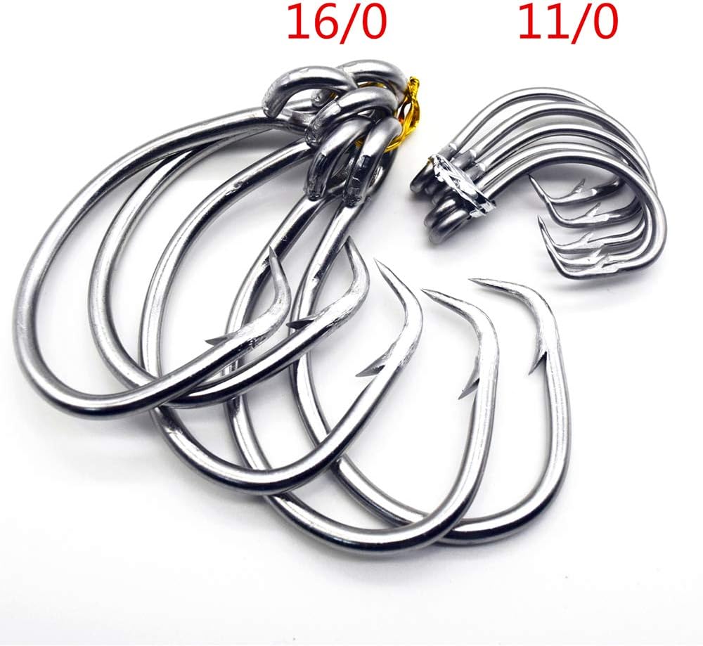 11/0-16/0 Big Game White Forged Offset Circle Hooks Shark & Swordfish (Pack of 10)