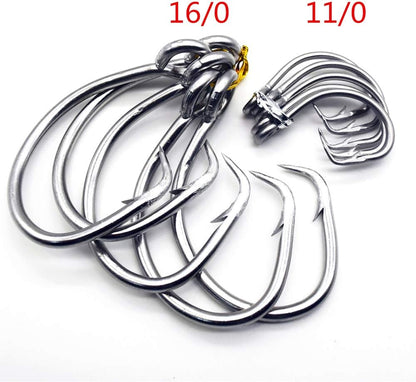 11/0-16/0 Big Game White Forged Offset Circle Hooks Shark & Swordfish (Pack of 10)