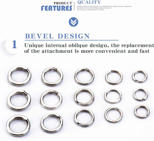 Fishing Swivel Fishing Split Rings High Strength Heavy Duty Fishing Lures Ring Chain Connector Fishing Lure Tackle Set