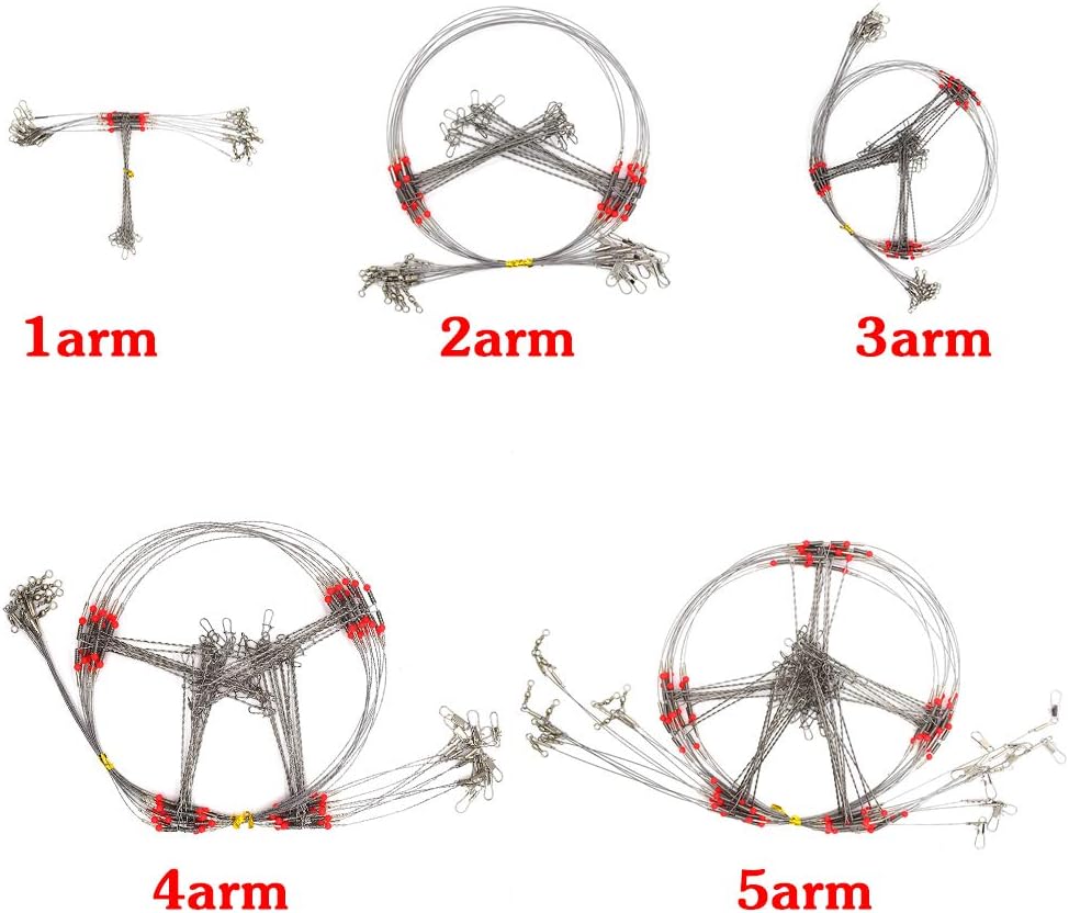 Senyu Wire Trace Leader Rig Stainless Steel 1-5 Arms Fishing Rigs with Snap,High-Strength Fishing Leaders Saltwater-Perch Rigs for Fishing