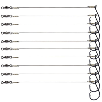 1#-8/0# Offset Octopus Hooks Rig, Fishing Wire Leader -Heavy Duty Stainless Steel Wire Line Leaders with Rolling Swivel and Barb Hooks, Fishing Lure Bait Rig Saltwater…