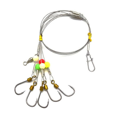 Fishing Rig, Stainless Steel Wire Fishing Hook Rigs, 3 Packs, Hook Size #6 to #16, Silver