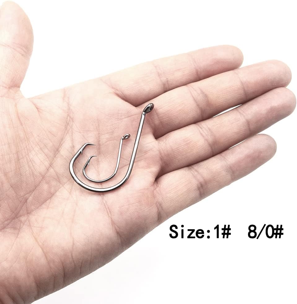 1#-8/0# Offset Octopus Hooks Rig, Fishing Wire Leader -Heavy Duty Stainless Steel Wire Line Leaders with Rolling Swivel and Barb Hooks, Fishing Lure Bait Rig Saltwater…