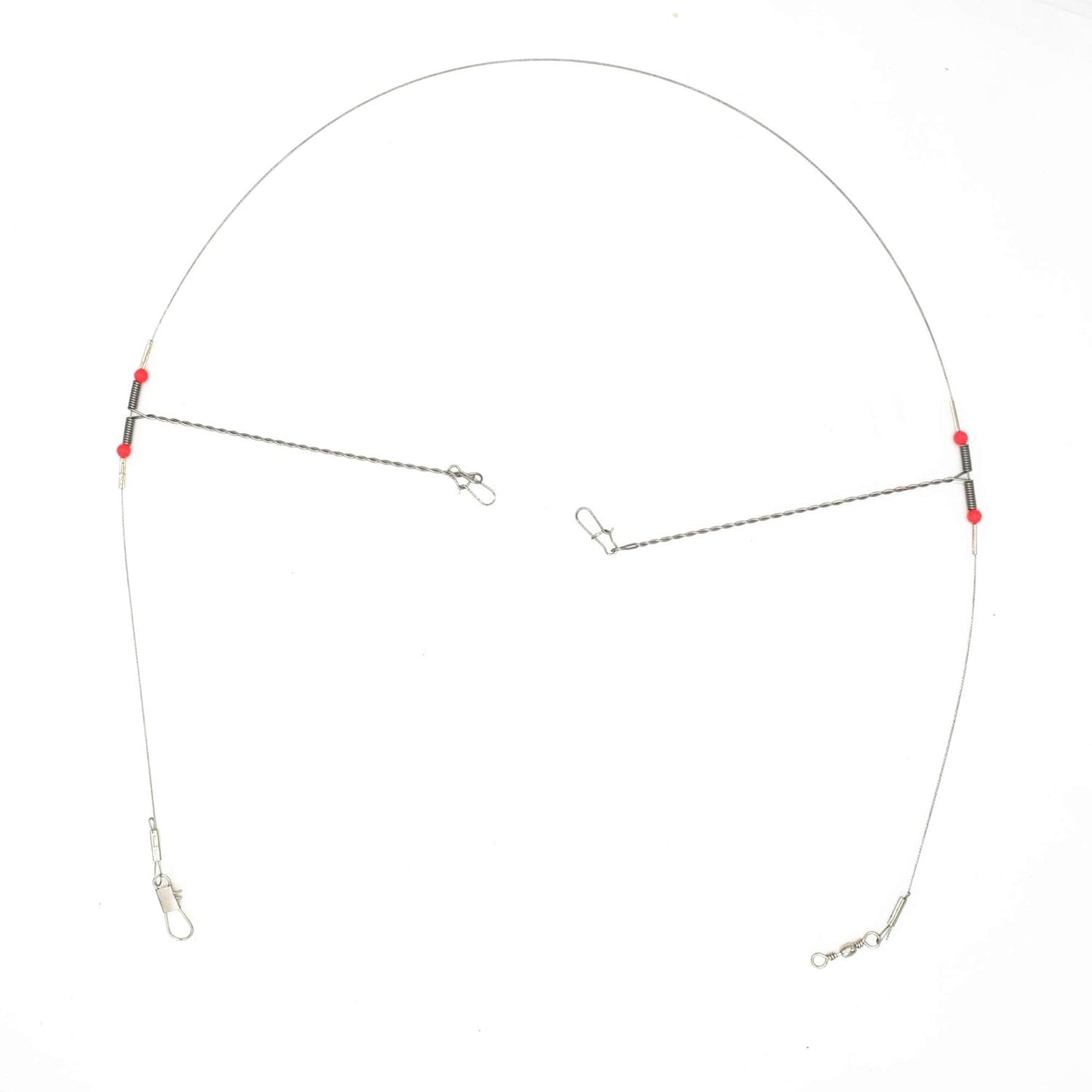 10Pcs Wire Trace Leader Rig Stainless Steel 2 Arm Fishing Rigs Tackle Lure Swivel Snaps Beads High-Strength Fishing Wire