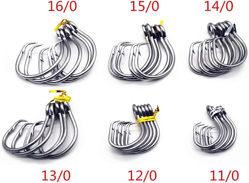 11/0-16/0 Big Game White Forged Offset Circle Hooks Shark & Swordfish (Pack of 10)