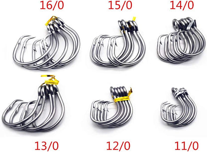 11/0-16/0 Big Game White Forged Offset Circle Hooks Shark & Swordfish (Pack of 10)