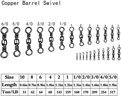 Fishing Barrel Swivel Stainless Steel Sea Fishing Hooks Connector Rolling Swivel for Sea Fishing-Size10#-5/0#,51Lb-317Lb