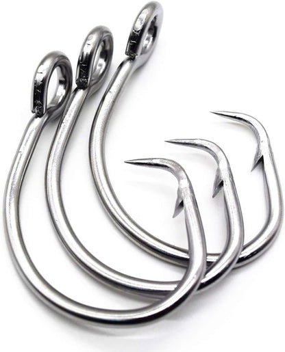 11/0-16/0 Big Game White Forged Offset Circle Hooks Shark & Swordfish (Pack of 10)