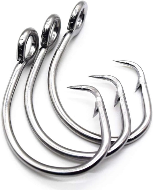 11/0-16/0 Big Game White Forged Offset Circle Hooks Shark & Swordfish (Pack of 10)