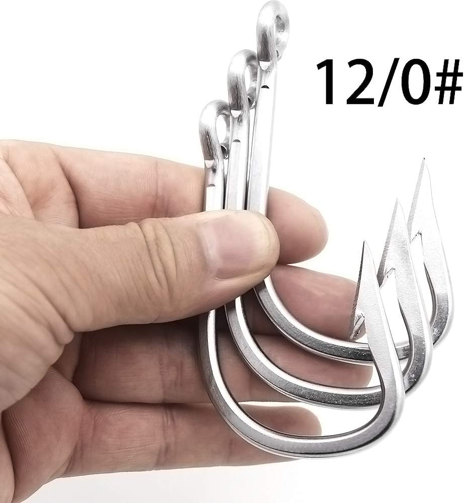 Saltwater Large Giant Shark,Tuna and Catfish Hooks Extra Strong Stainless Steel Fishing Hooks…