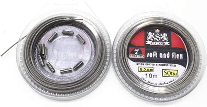 5LB-200LB 7 Strands Fishing Line Wire Leader Nylon Coated Stainless Steel Leader Wire with Crimps Sleeves