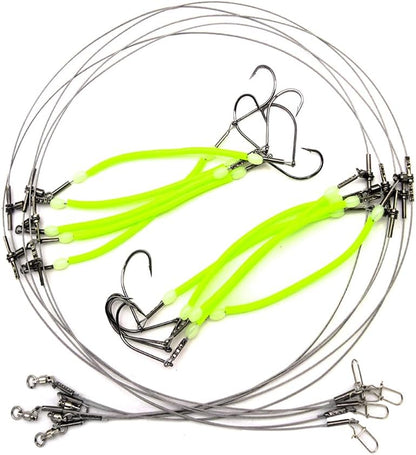 High Strength Steel Wire Leader Rigs with Hooks Swivels Snap Connect,Saltwater Fishing Assecories Steel Wire Leader with Nylon-Coating