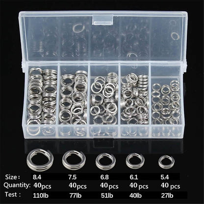 Fishing Swivel Fishing Split Rings High Strength Heavy Duty Fishing Lures Ring Chain Connector Fishing Lure Tackle Set