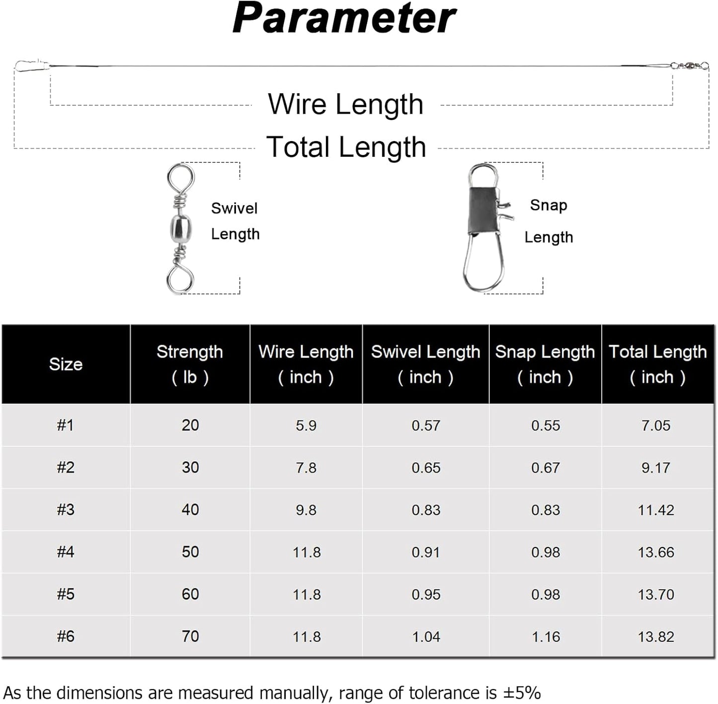 AMYSPORTS Freshwater Wire Fishing Leader Stainless Heavy Duty Wire Leader Fishing Saltwater Rigs Leaders Fishing Steel White Nickel